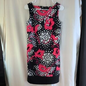 Alyx Red and Black Floral Midi Dress